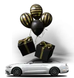 car with balloons mobile
